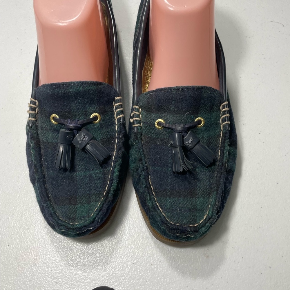Sperry Tartan Loafers in Dark Green and Black